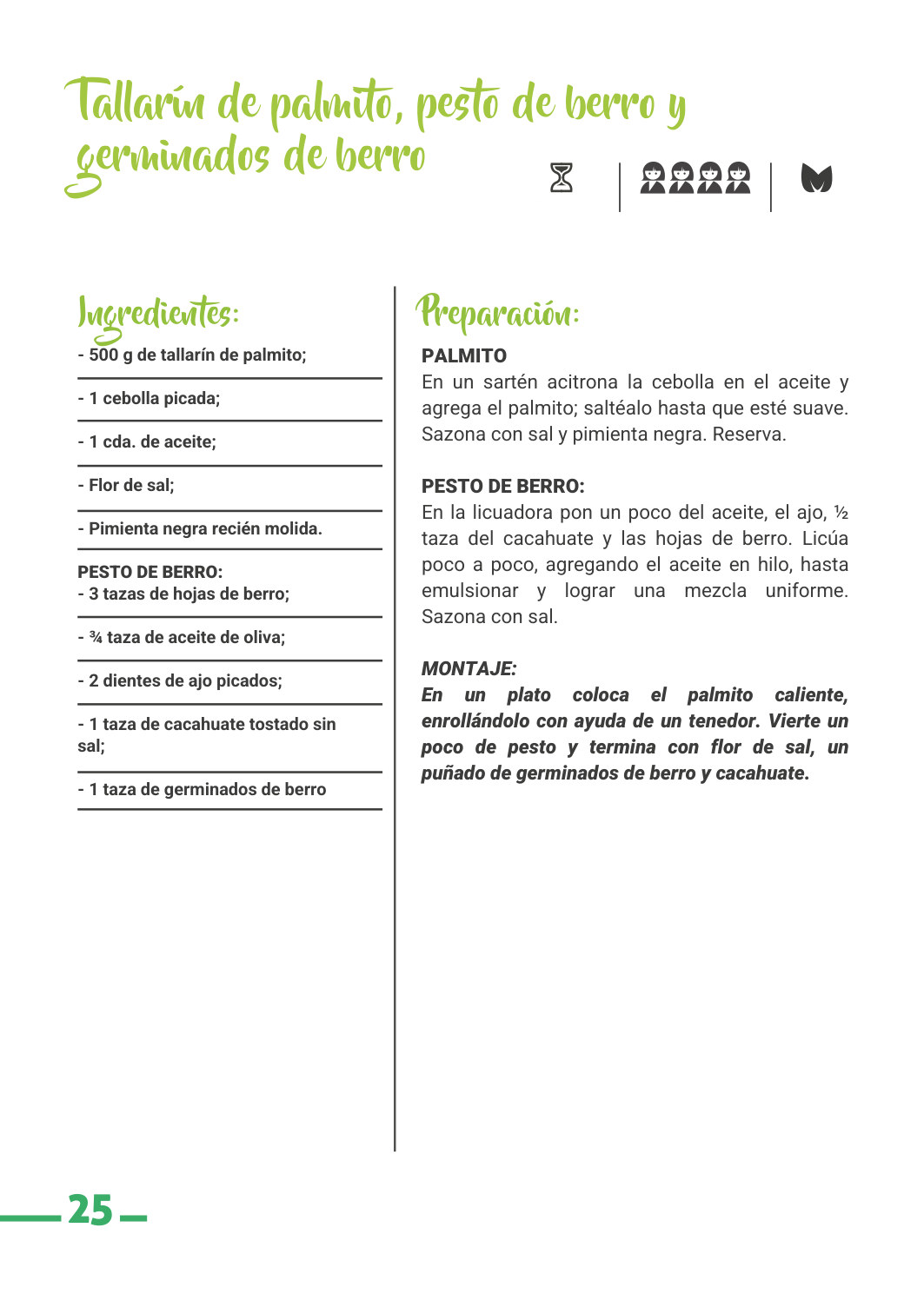 Página con una de las recetas de la guía